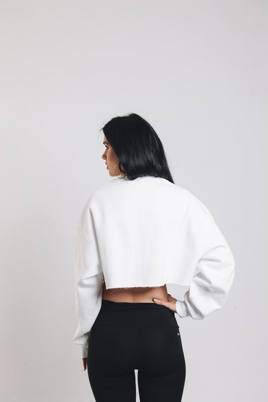 Cozy - Cropped Crewneck White